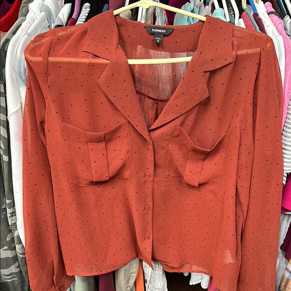 Express Terracotta Polka Dot Shirt